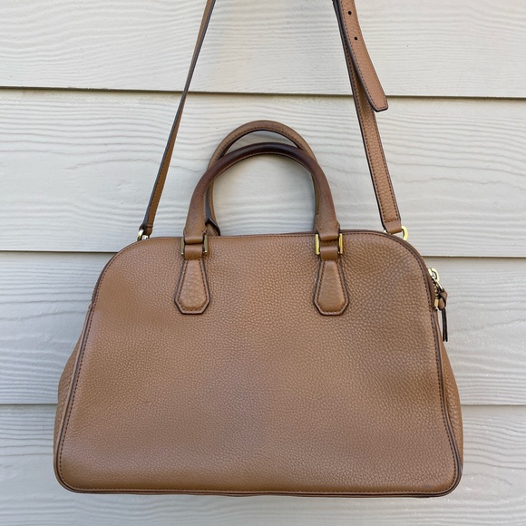 Tory Burch Brown Leather Robinson Double Zip Dome Satchel - Picture 8 of 16